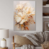 Beige Hibiscus Painting I - Floral Canvas Wall Art