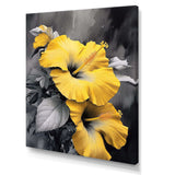 Yellow And Grey Hibiscus Serenade I - Floral Canvas Wall Art