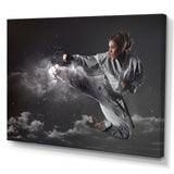 In Air Karate Martial Art Kick - Martial Arts Canvas Wall Art