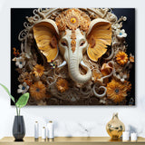 Hindu Ganesha Elephant Dog Turmeric Tints I - Spiritual Canvas Wall Art