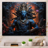 Hinduism Shivas Cosmic Cobalt - Spiritual Canvas Wall Art