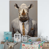 Business Hippo Portrait - Hippopotamus Large Canvas Wall Art