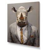 Business Hippo Portrait - Hippopotamus Large Canvas Wall Art