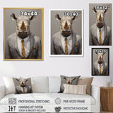Business Hippo Portrait - Hippopotamus Large Canvas Wall Art