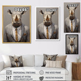 Business Hippo Portrait - Hippopotamus Large Canvas Wall Art