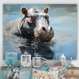 Lakeside Hippo - Hippopotamus Living Room Wall Art
