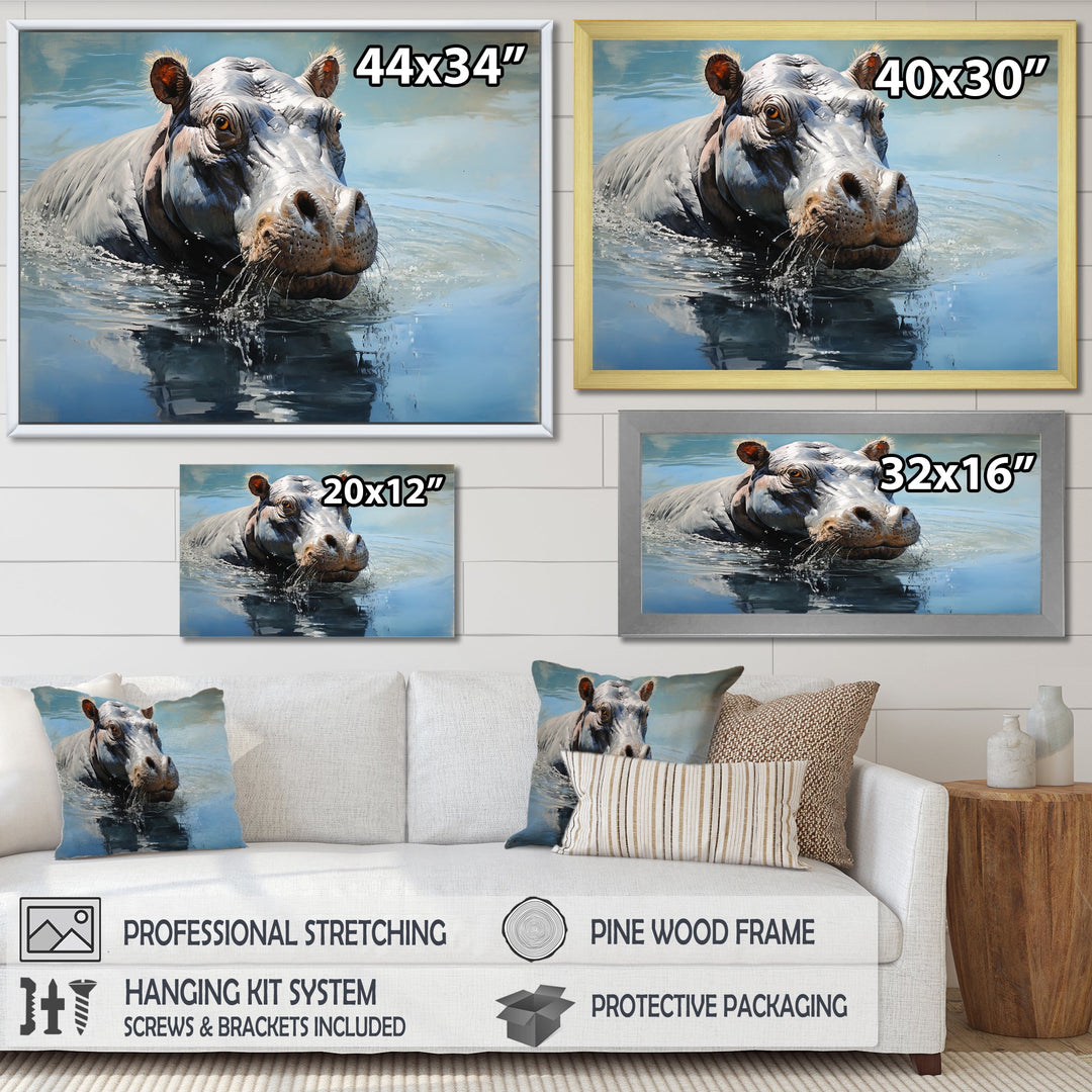 Lakeside Hippo - Hippopotamus Living Room Wall Art