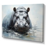 Minimalism Grey Hippo - Hippopotamus Bedroom Wall Art
