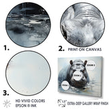 Minimalism Grey Hippo - Hippopotamus Bedroom Wall Art