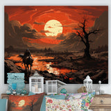 Dessert Journey At Sunset - Horse Canvas Wall Art