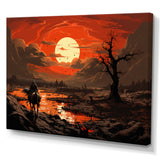 Dessert Journey At Sunset - Horse Canvas Wall Art