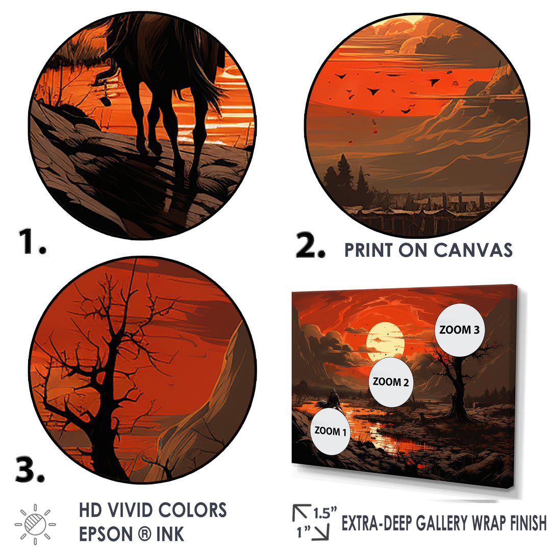 Dessert Journey At Sunset - Horse Canvas Wall Art