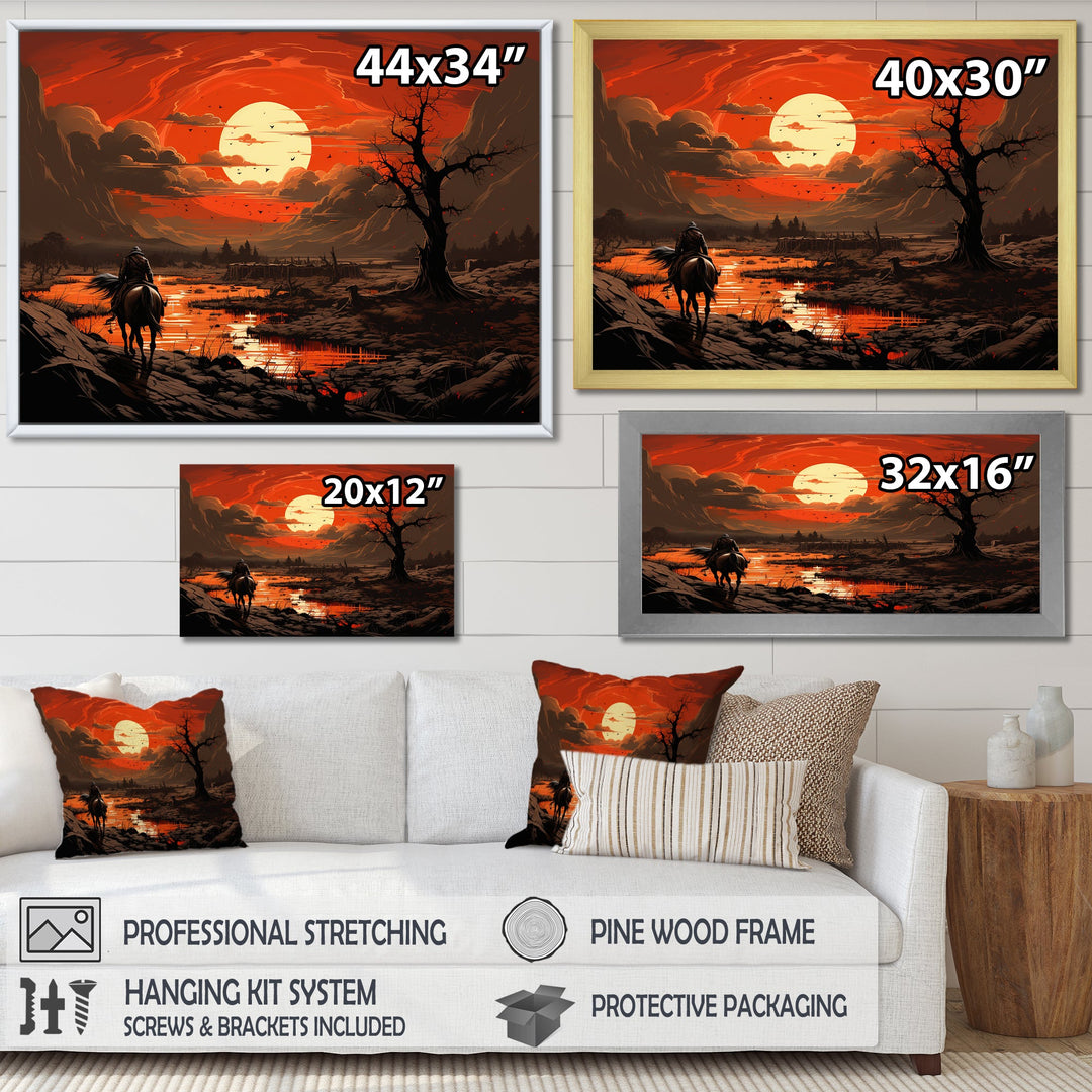 Dessert Journey At Sunset - Horse Canvas Wall Art
