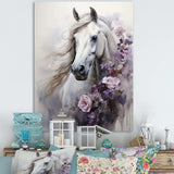 Majestic Flower Beauty Horse - Animals Canvas Wall Art