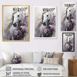 Majestic Flower Beauty Horse - Animals Canvas Wall Art