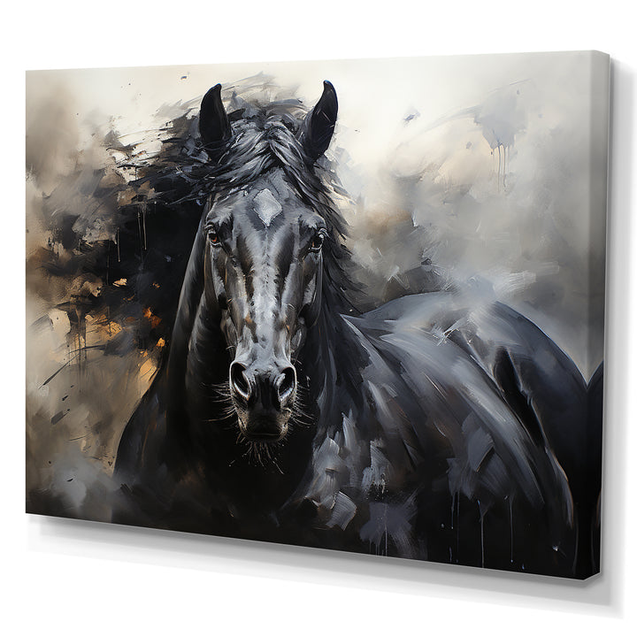 Black Stallion In Motion - Horse Wall Art Prints