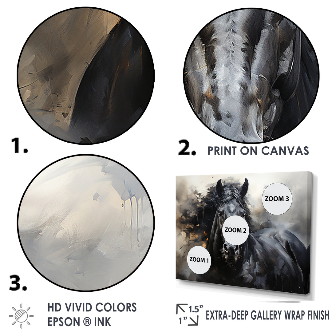 Black Stallion In Motion - Horse Wall Art Prints