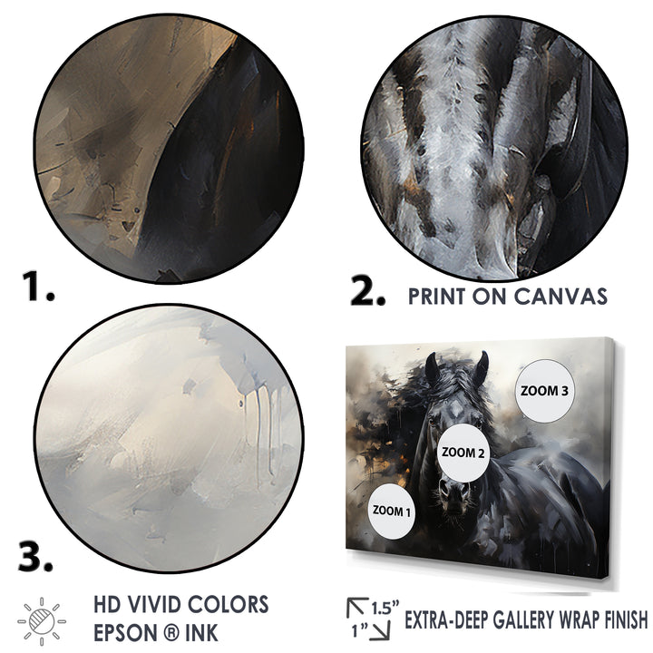 Black Stallion In Motion - Horse Wall Art Prints