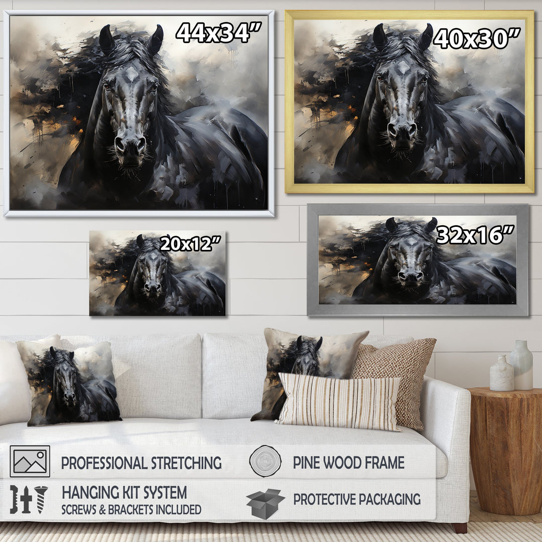 Black Stallion In Motion - Horse Wall Art Prints