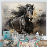 Black Stallion In Motion I - Animals Canvas Wall Art