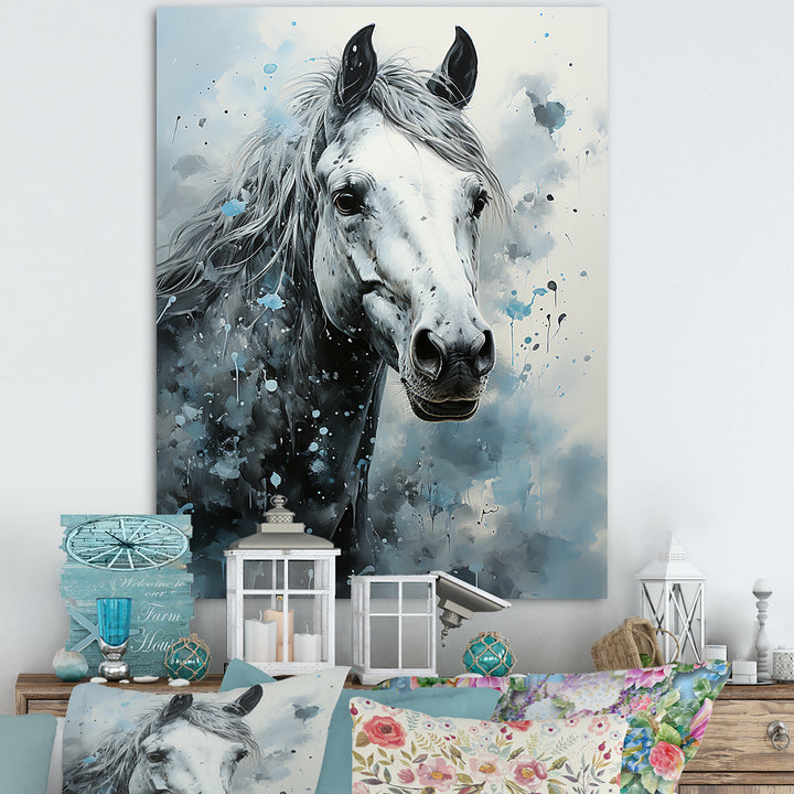 Surrealism Inspired Painting Showcasing A Horse - Gray Horse Wall Art
