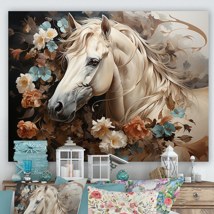 Blooming Horse Symbolism - Horse Framed Canvas Art