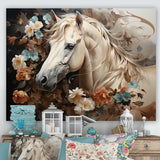 Blooming Horse Symbolism - Horse Framed Canvas Art