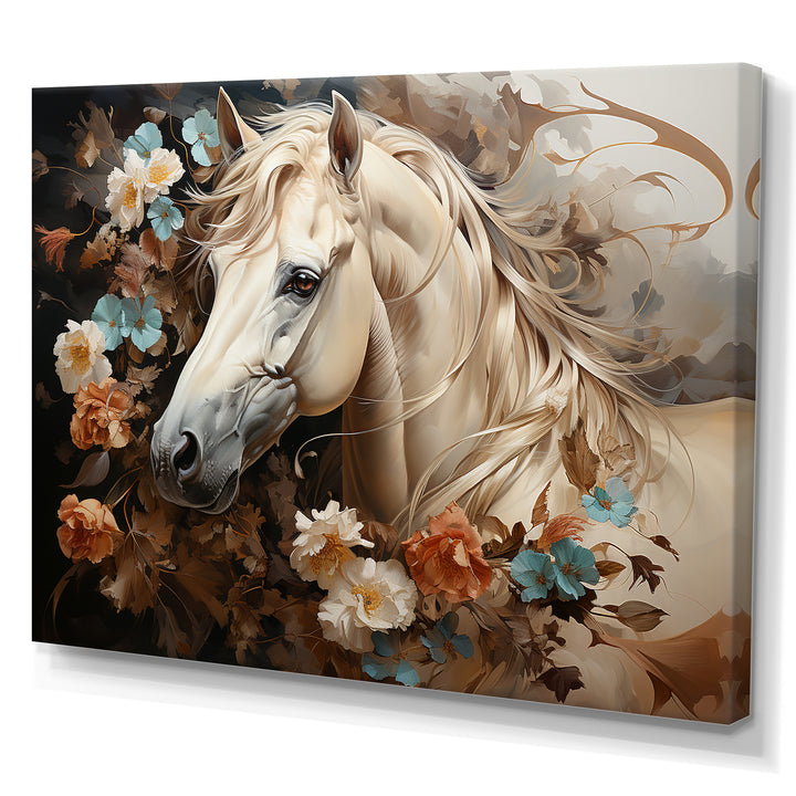 Blooming Horse Symbolism - Horse Framed Canvas Art