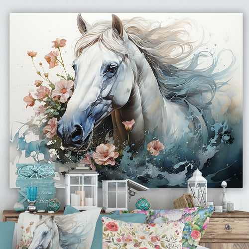 Watercolor Galloping Horse - Horse Canvas Wall Art
