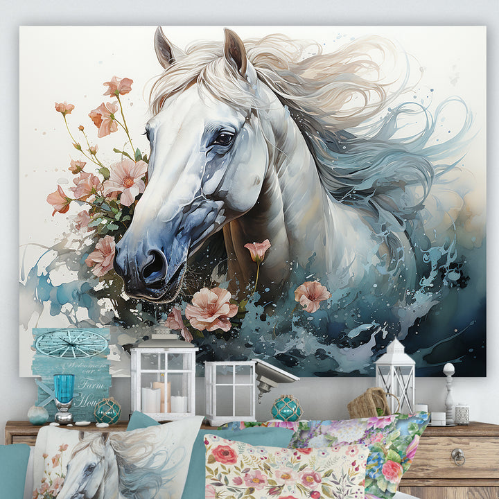 Watercolor Galloping Horse - Horse Canvas Wall Art