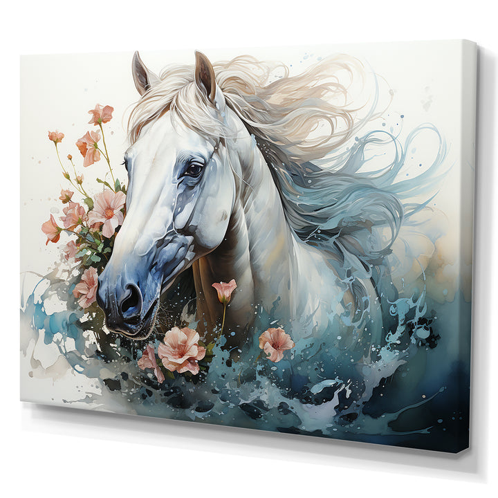 Watercolor Galloping Horse - Horse Canvas Wall Art