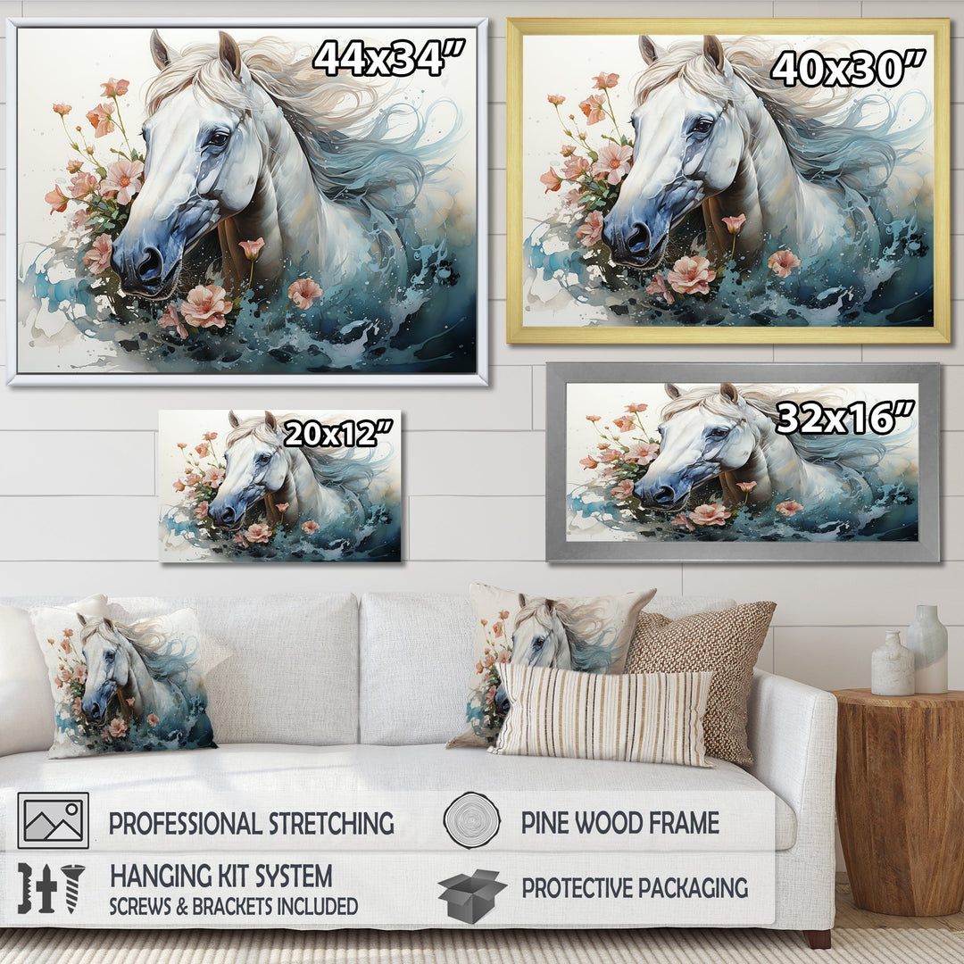 Watercolor Galloping Horse - Horse Canvas Wall Art