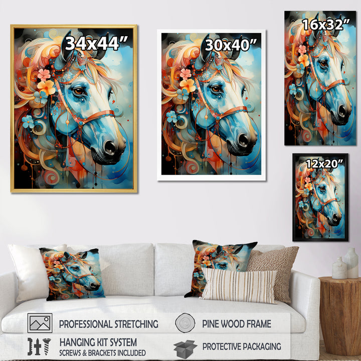 Whimsical Of A Flower Horse Cantering In Fog - Horse Wall Art Prints
