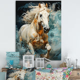 Whimsical Of A Horse Cantering In Fog - Beige Horse Wall Art
