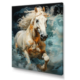 Whimsical Of A Horse Cantering In Fog - Beige Horse Wall Art