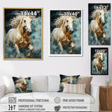 Whimsical Of A Horse Cantering In Fog - Beige Horse Wall Art