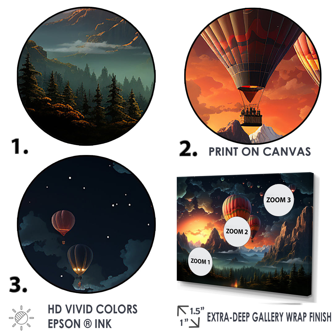 Hot Air Balloon Cosmic Magic - Hot Air Balloon Canvas Wall Art