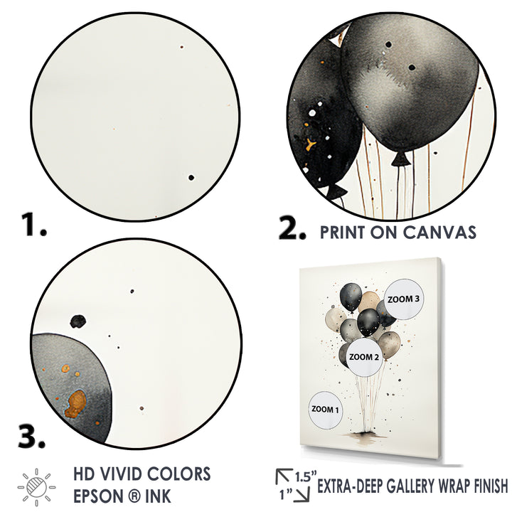 Minimalist Depiction Of Balloons - Hot Air Balloon Canvas Wall Art