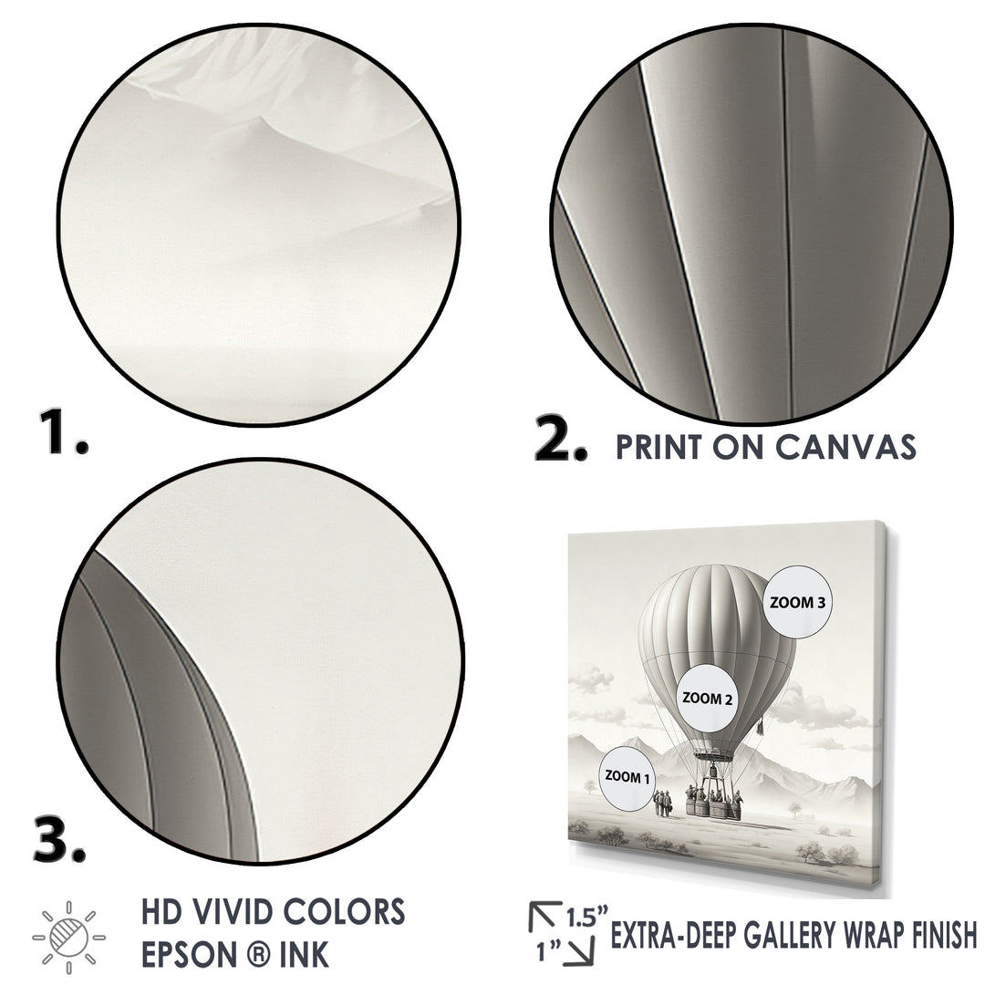 Monochromatic Hot Air Balloon Take Off - Hot Air Balloon Canvas Wall Art