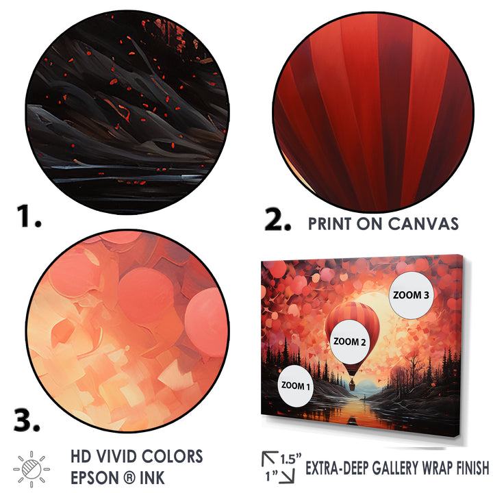 Coral Hot Air Balloons Take Flight - Hot Air Balloon Canvas Wall Art