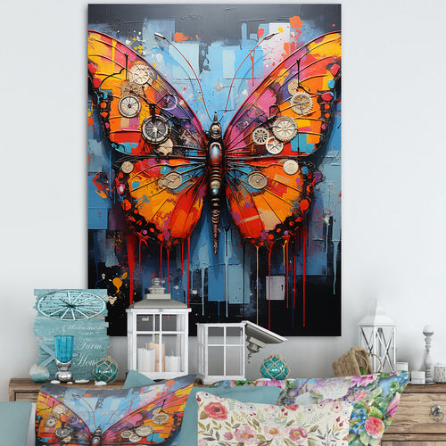 Street Art Colorful Butterfly - Multi-Color Butterfly Wall Art