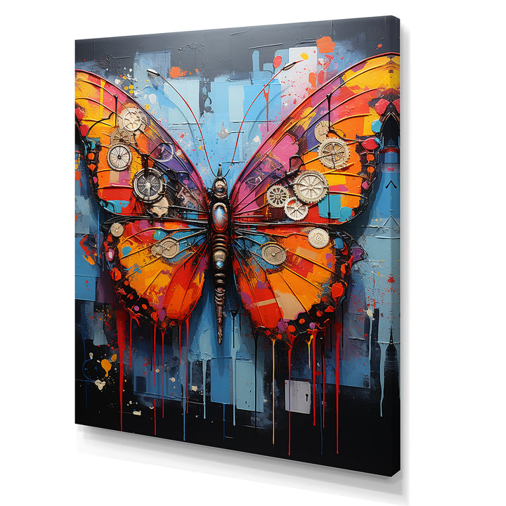 Street Art Colorful Butterfly - Multi-Color Butterfly Wall Art