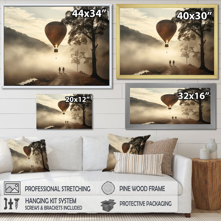Fog Hot Air Balloon Charm - Hot Air Balloon Canvas Wall Art