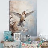 Fluttering Floral Hummingbird - Hummingbird Framed Canvas Art