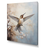 Fluttering Floral Hummingbird - Hummingbird Framed Canvas Art