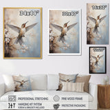 Fluttering Floral Hummingbird - Hummingbird Framed Canvas Art