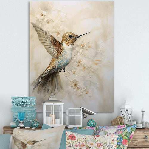 Fluttering Floral Hummingbird III - Animals Canvas Wall Art