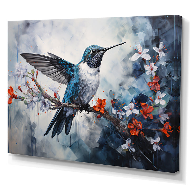 Hummingbird Floral Harmony - Hummingbird Large Canvas Wall Art