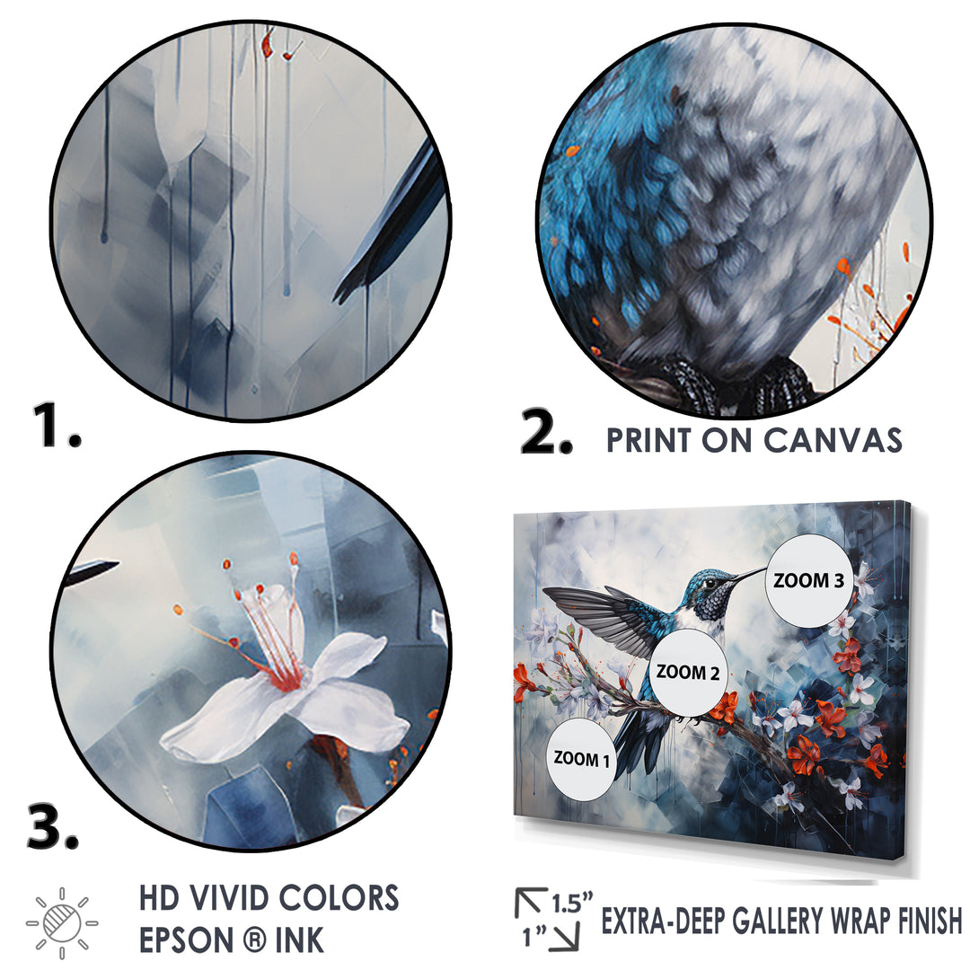 Hummingbird Floral Harmony - Hummingbird Large Canvas Wall Art