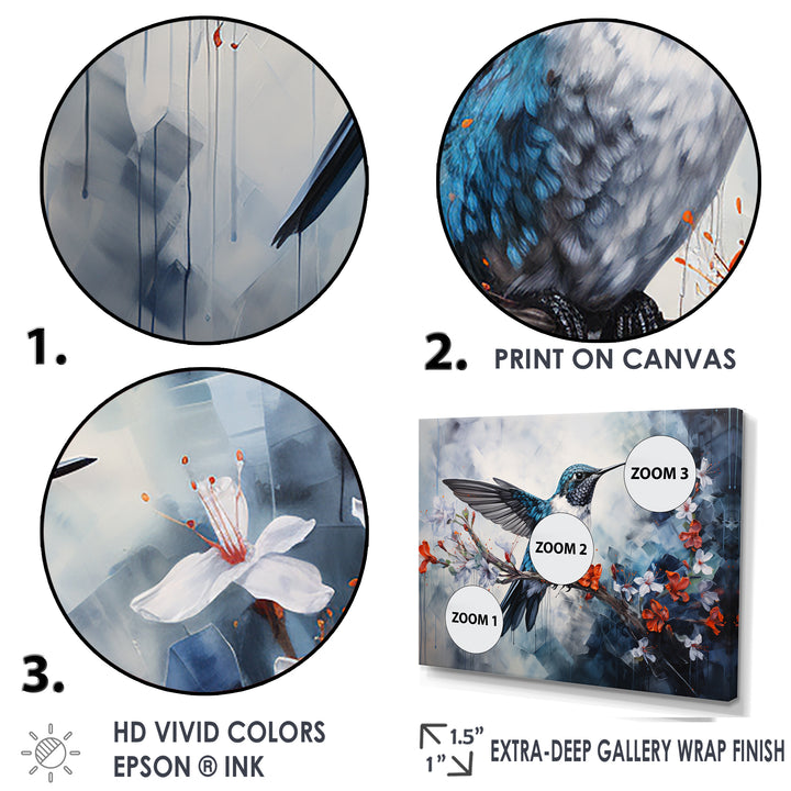Hummingbird Floral Harmony - Hummingbird Large Canvas Wall Art